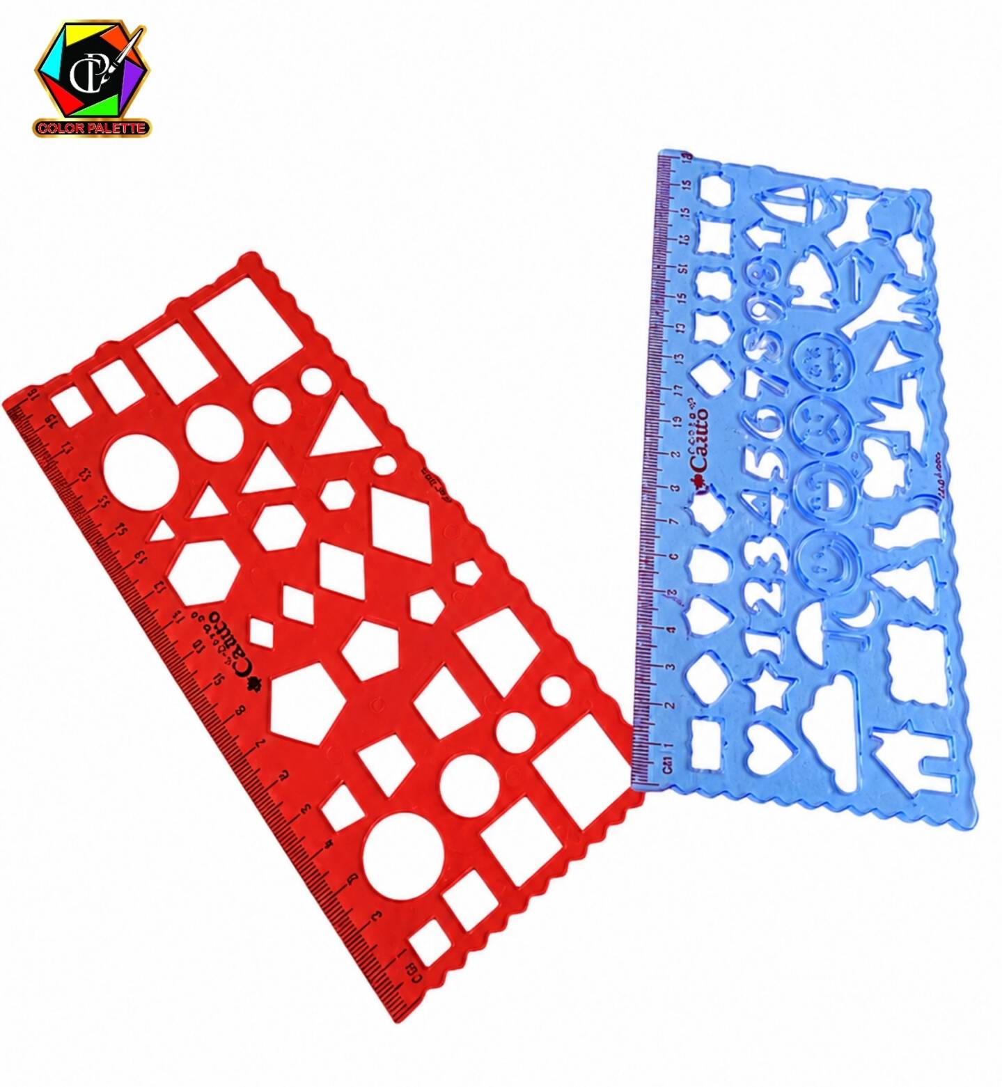 خط کش شابلون‌دار دو قلو کنکو مدل اشکال هندسی و اعداد ‌