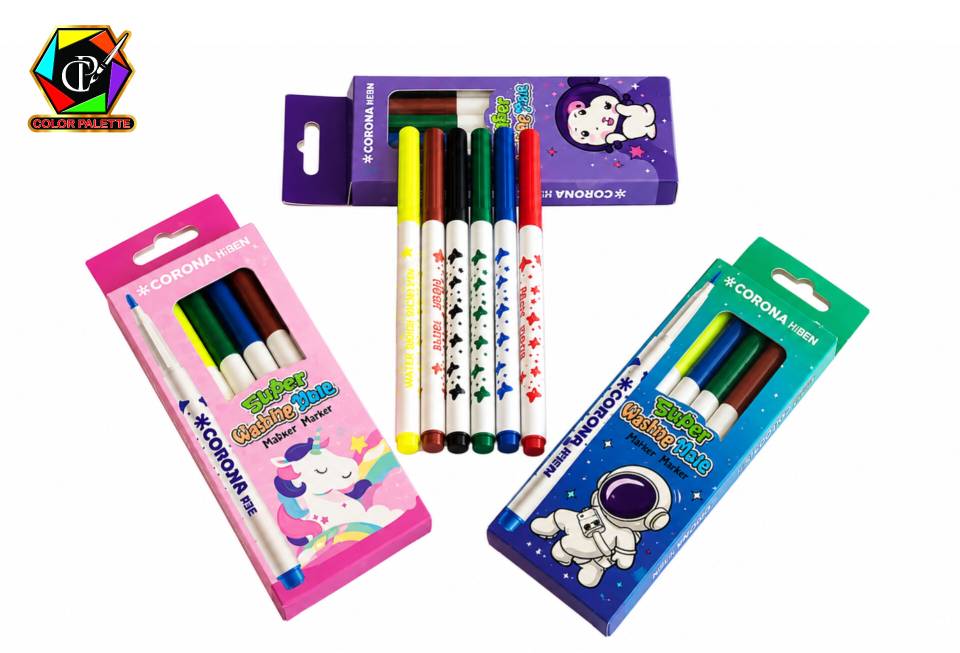 ماژیک 6 رنگ کرونا مدل Super Washable Marker ‌