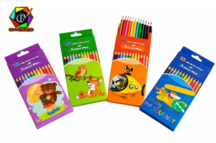 مداد رنگی 12 رنگ مقوایی اسکول مکس