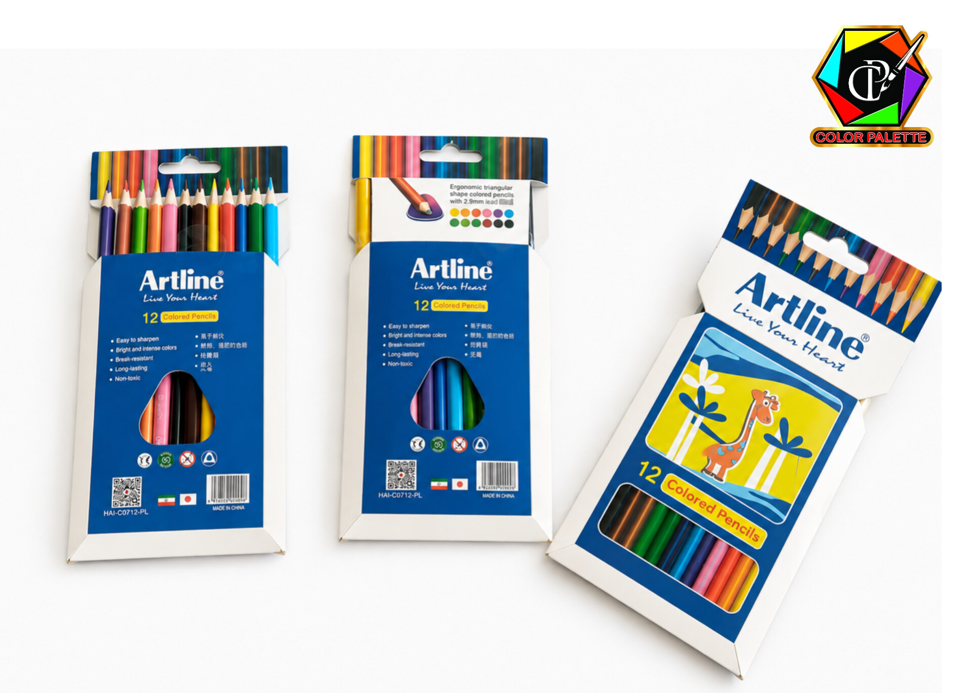 مدادرنگی ۱۲ رنگ آرت‌لاین مدل Colored Pencils بسته مقوایی